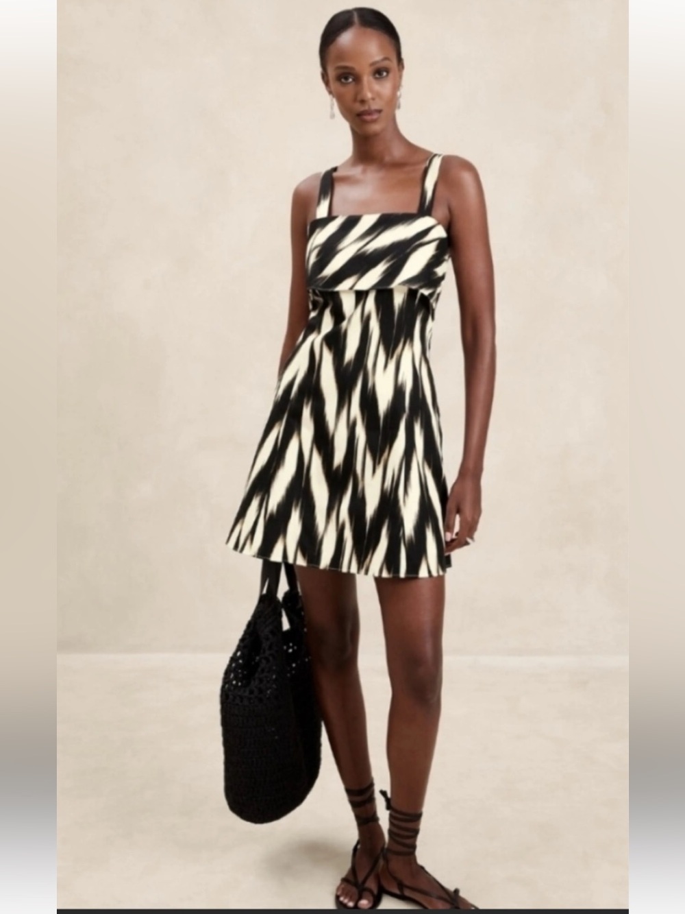 NWT Banana Republic Linen-Blend Ikat
Brushstroke Mini Sun Dress Bra Friendly 6